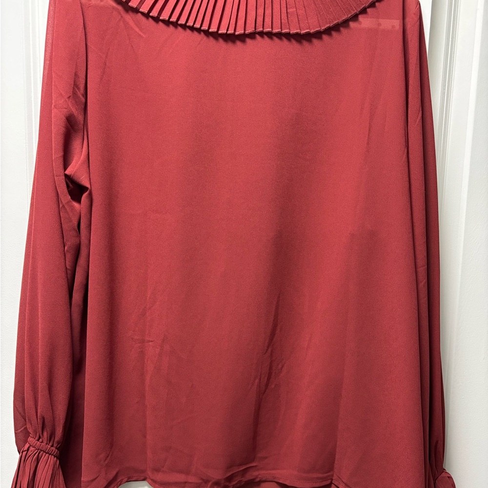 Kensie Women's Red Ruffle Blouse - Picture 4 of 5
